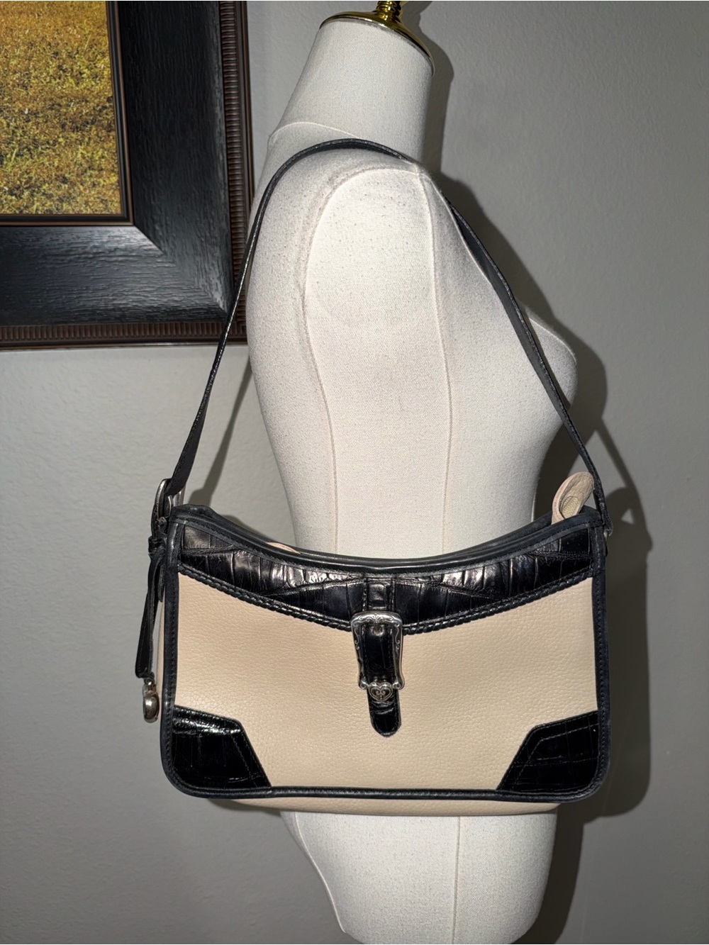 Brighton Classic Two-Tone Shoulder Bag - Black & Cream